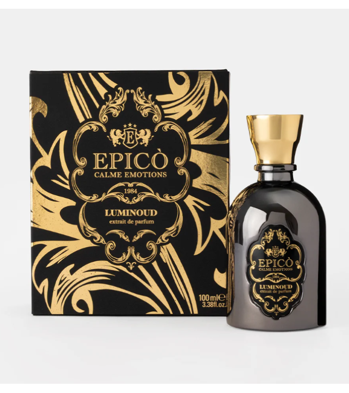 Luminoud d'Epicò, détail du flacon d'extrait de parfum 100 ml.