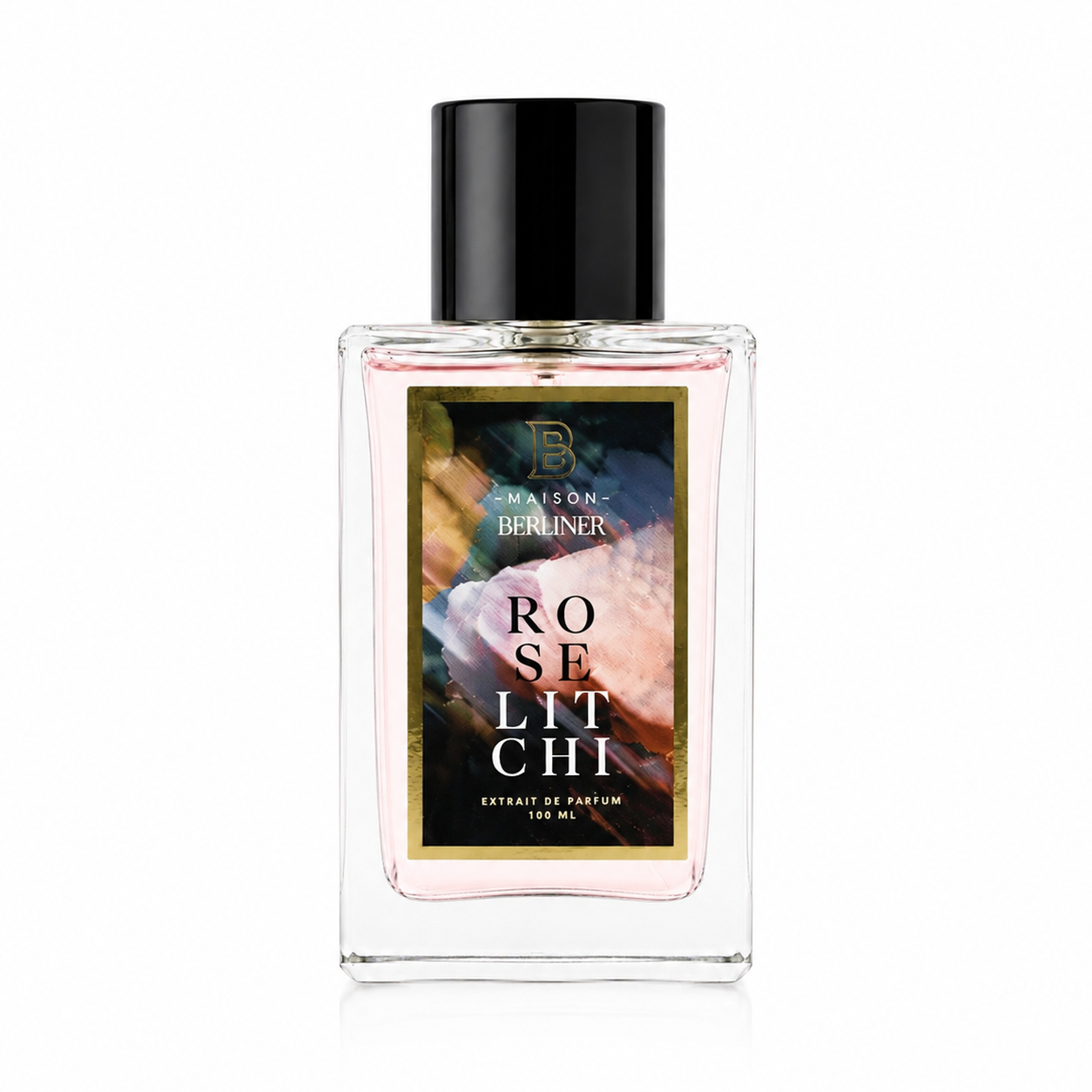 Rose Litchi de Maison Berliner, extrait de parfum 100 ml, flacon de face sur fond blanc.