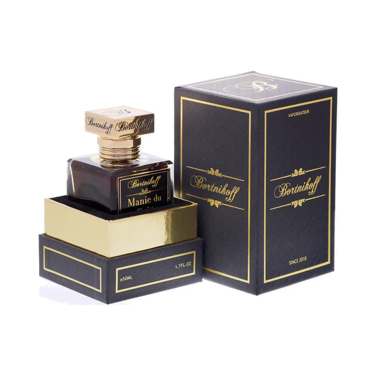 Flacon et coffret d'extrait de parfum Bortnikoff Manie du Café 50 ml