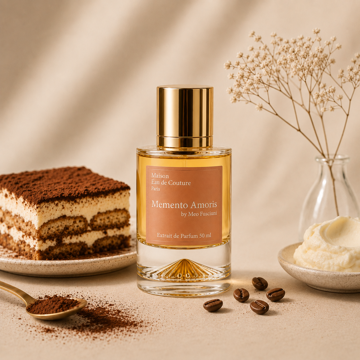 Parfum Maison Eau de Couture Memento Amoris Extrait de Parfum 50 ml avec tiramisu, café et crème onctueuse.