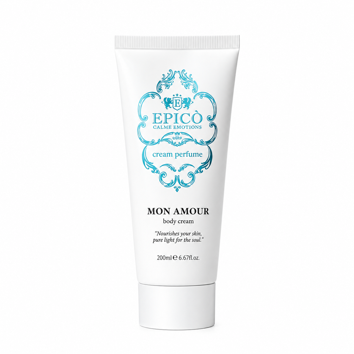 Crème corporelle Mon Amour d'Epicò, 200 ml, soin parfumé à la tubéreuse et au jatamansi.
