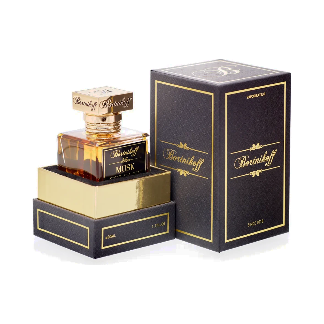 Flacon et coffret d'eau de parfum Bortnikoff Musk Cologne 50 ml