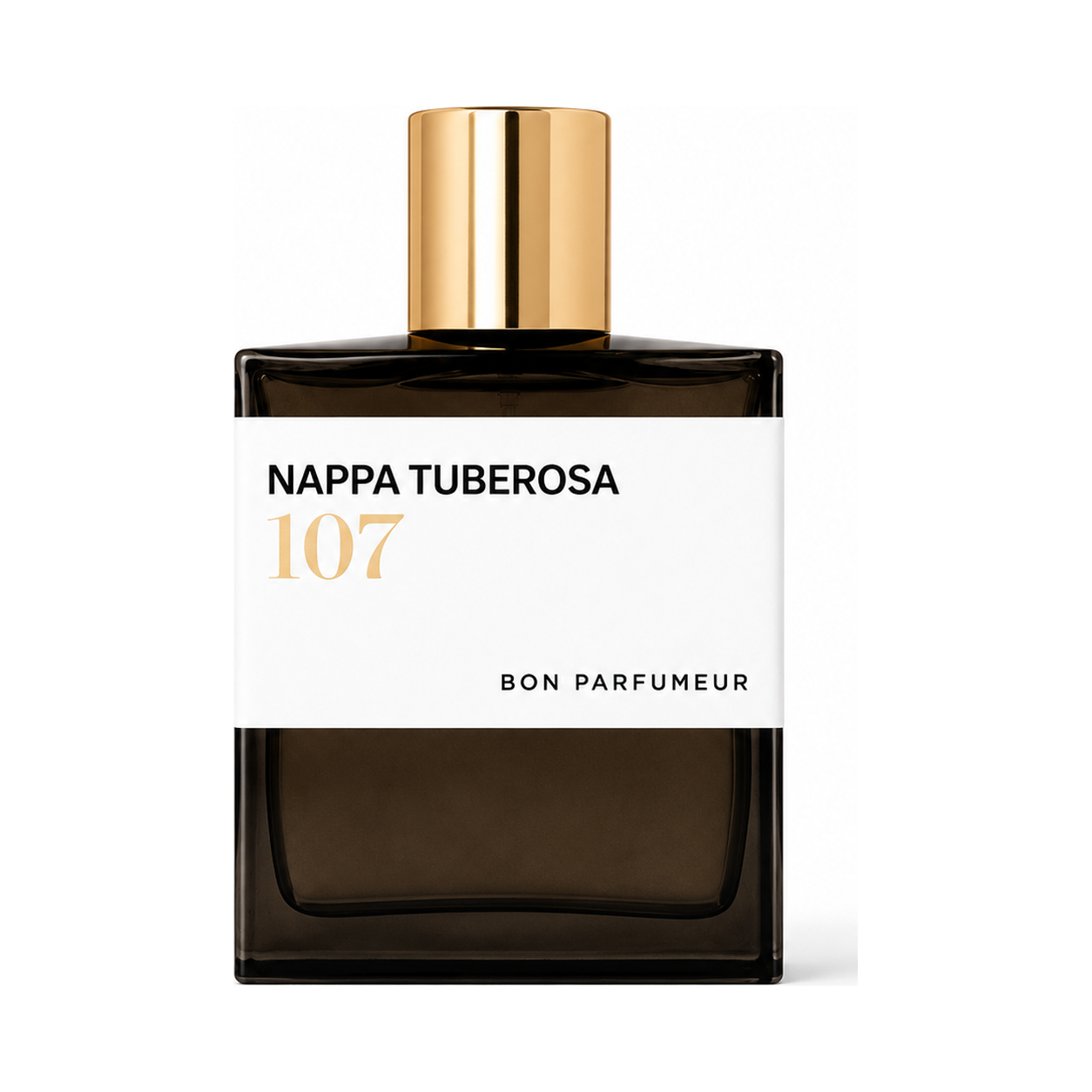 107 Nappa Tuberosa de Bon Parfumeur, extrait de parfum 100 ml, flacon de face sur fond blanc.