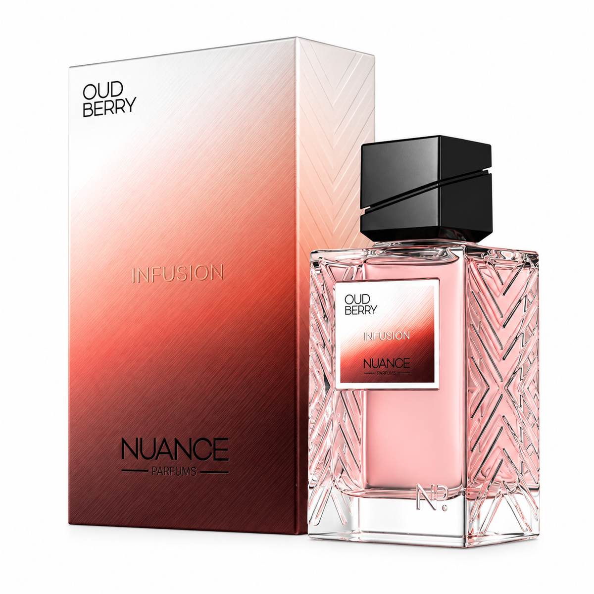Coffret et flacon de l'eau de parfum Oud Berry 100 ml, Nuance Parfums