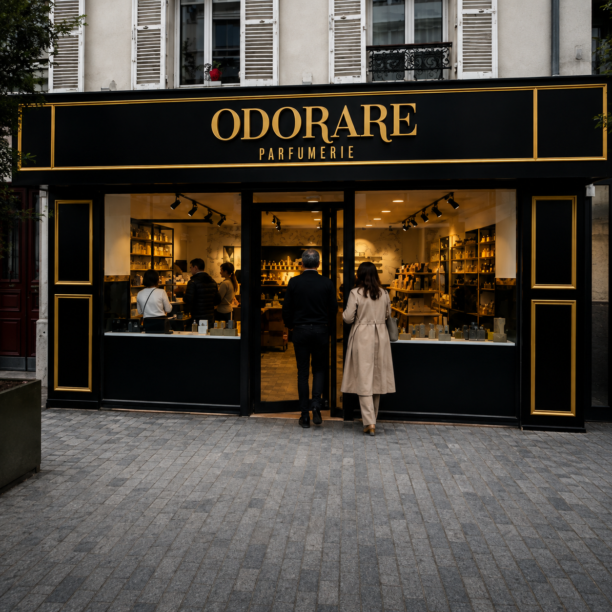 Entrée de la parfumerie Odorare à Bois-Colombes