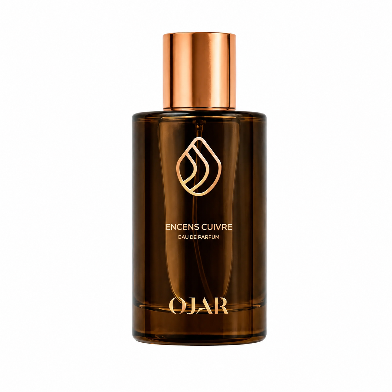 Encens Cuivre d'OJAR, eau de parfum 100 ml, flacon de face sur fond blanc.
