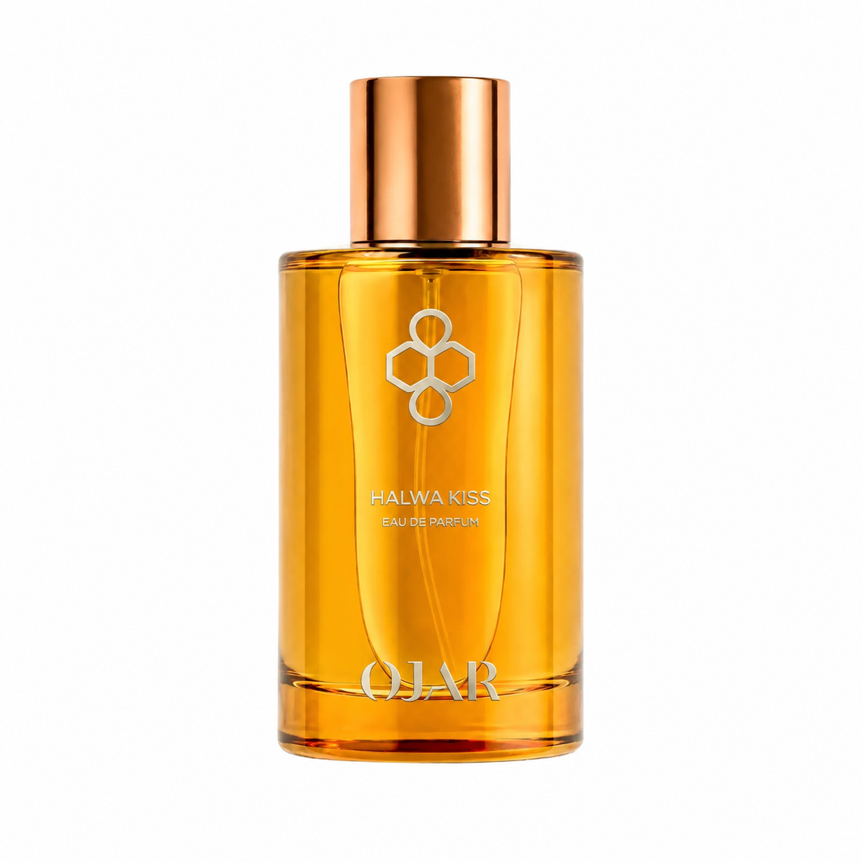 Halwa Kiss d'OJAR, eau de parfum 100 ml, flacon de face sur fond blanc.