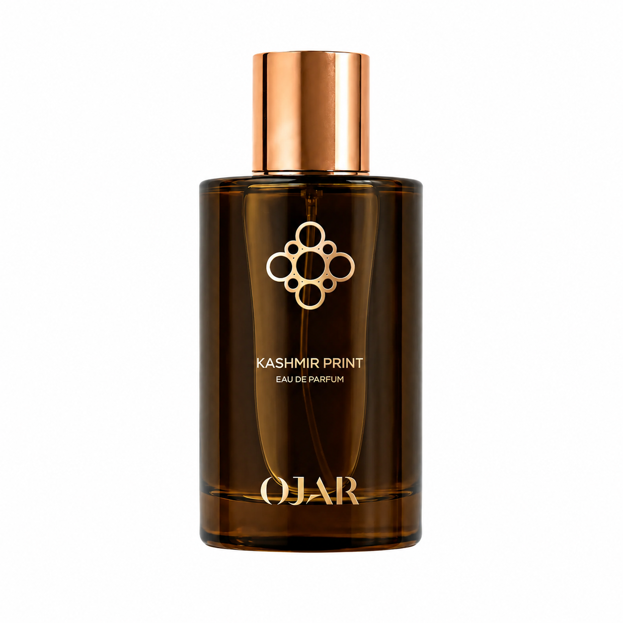 Kashmir Print d'OJAR, eau de parfum 100 ml, flacon de face sur fond blanc.
