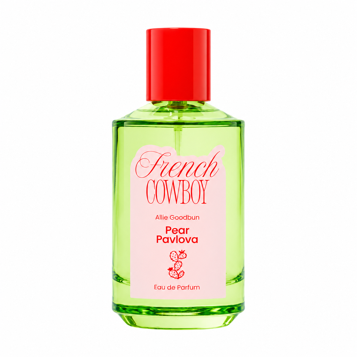 Pear Pavlova de French Cowboy, eau de parfum 100 ml, flacon de face sur fond blanc.