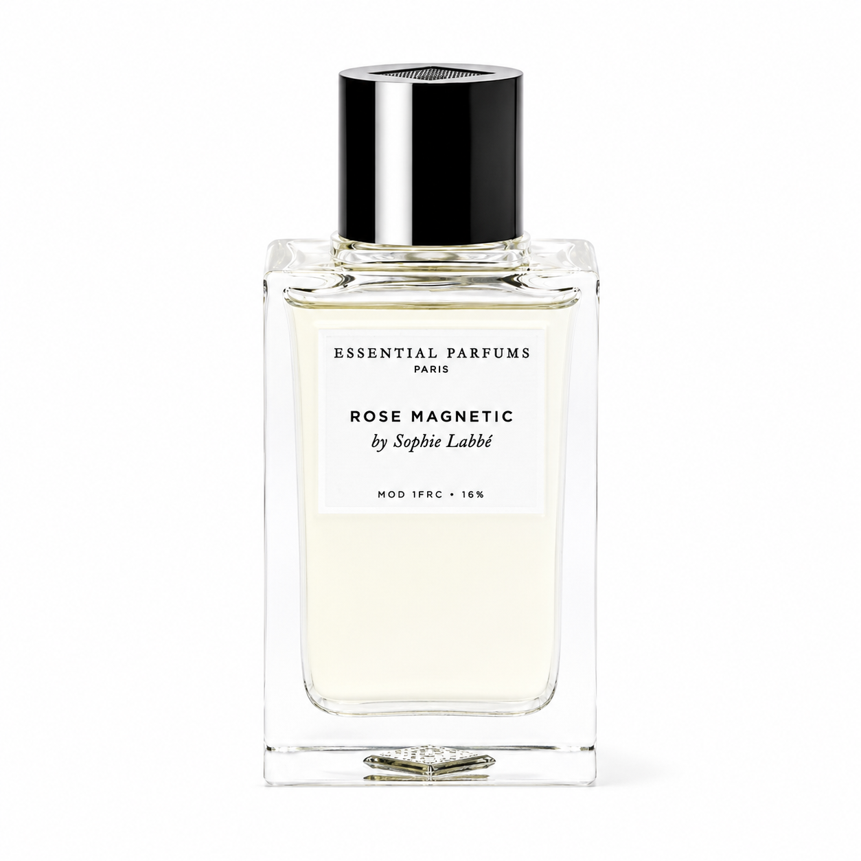 Rose Magnetic d'Essential Parfums, eau de parfum 100 ml, flacon de face sur fond blanc.