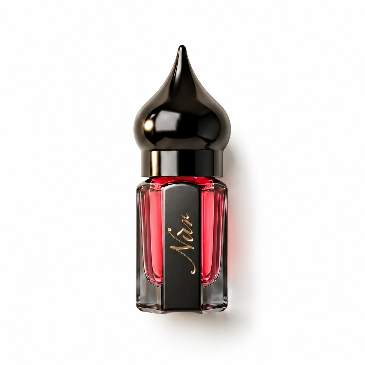 Rose Polka de NÛR, élixir de parfum 3 ml, flacon de face sur fond blanc.