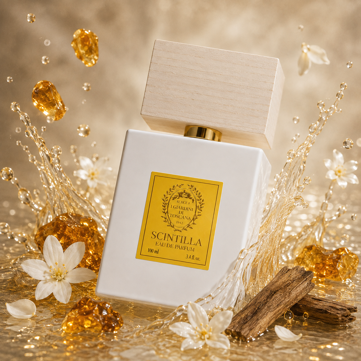 Parfum Scintilla Giardini di Toscana univers ambré floral et boisé