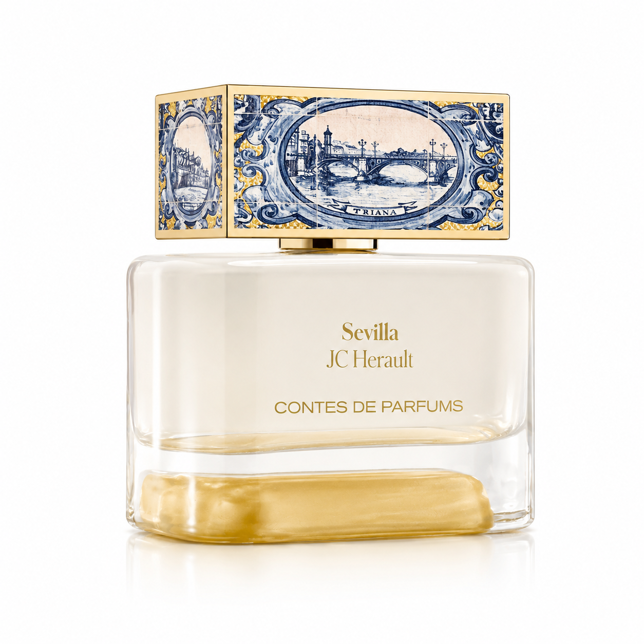 Sevilla de Contes de Parfums, eau de parfum 100 ml, flacon de face sur fond blanc.