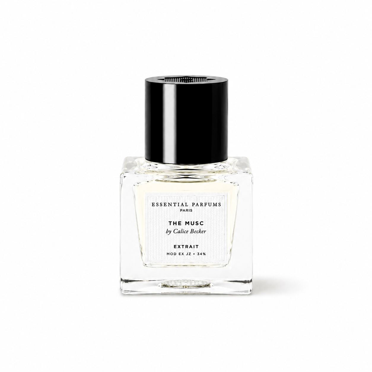 The Musc Extrait d'Essential Parfums, extrait de parfum 30 ml, flacon de face sur fond blanc