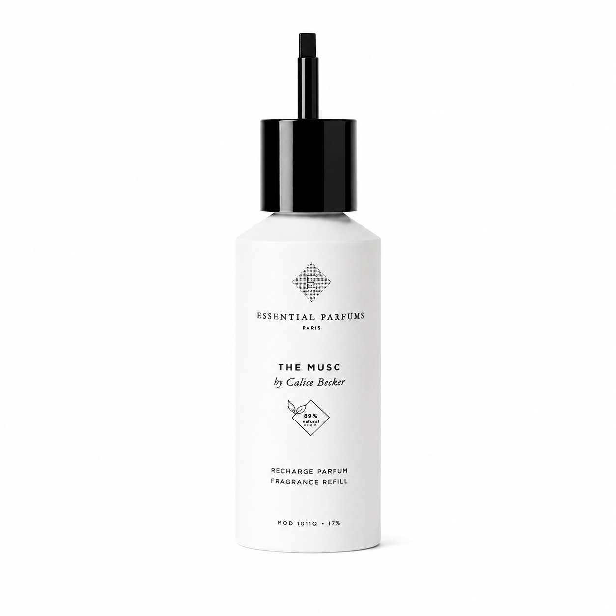 Recharge Parfum The Musc d'Essential Parfums 150 ml, flacon de recharge de face sur fond blanc.