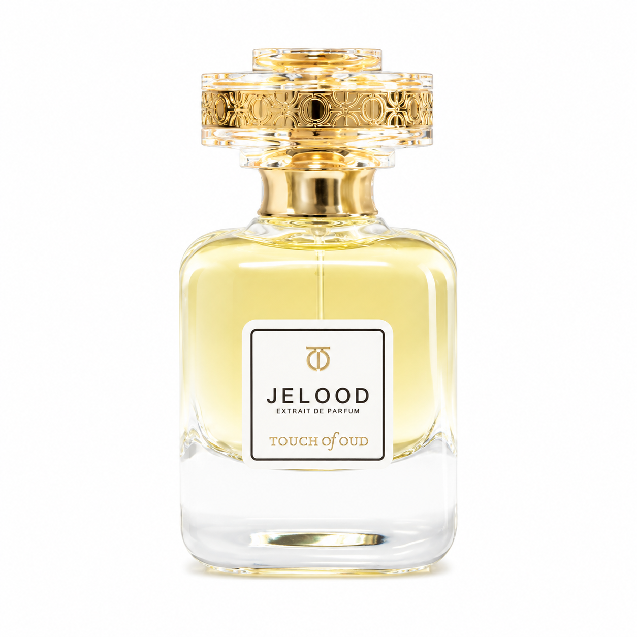 Parfum Jelood Touch of Oud extrait de parfum 80 ml – flacon en verre transparent et détails dorés