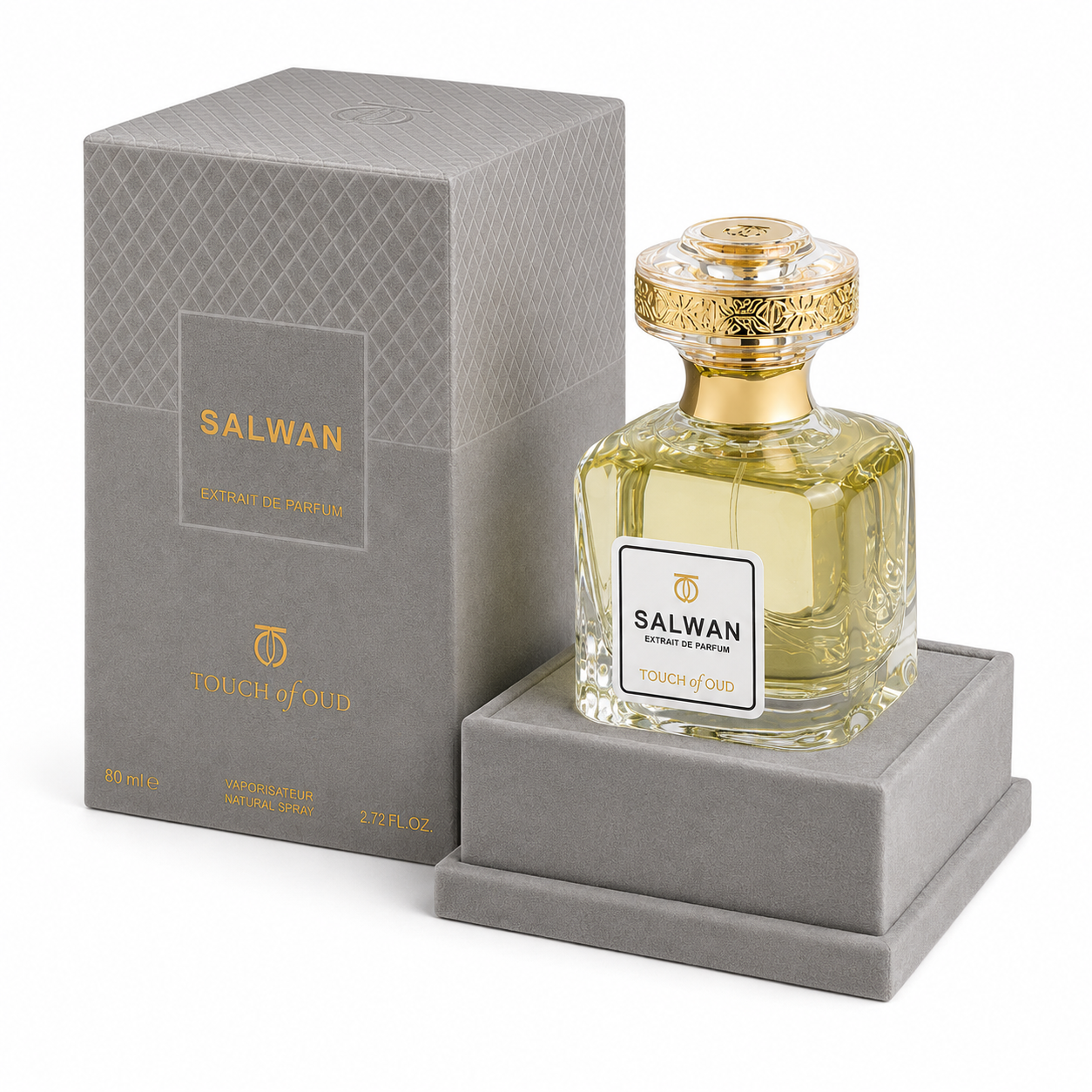 Parfum Salwan Touch of Oud extrait de parfum 80 ml – flacon avec boîte et coffret gris