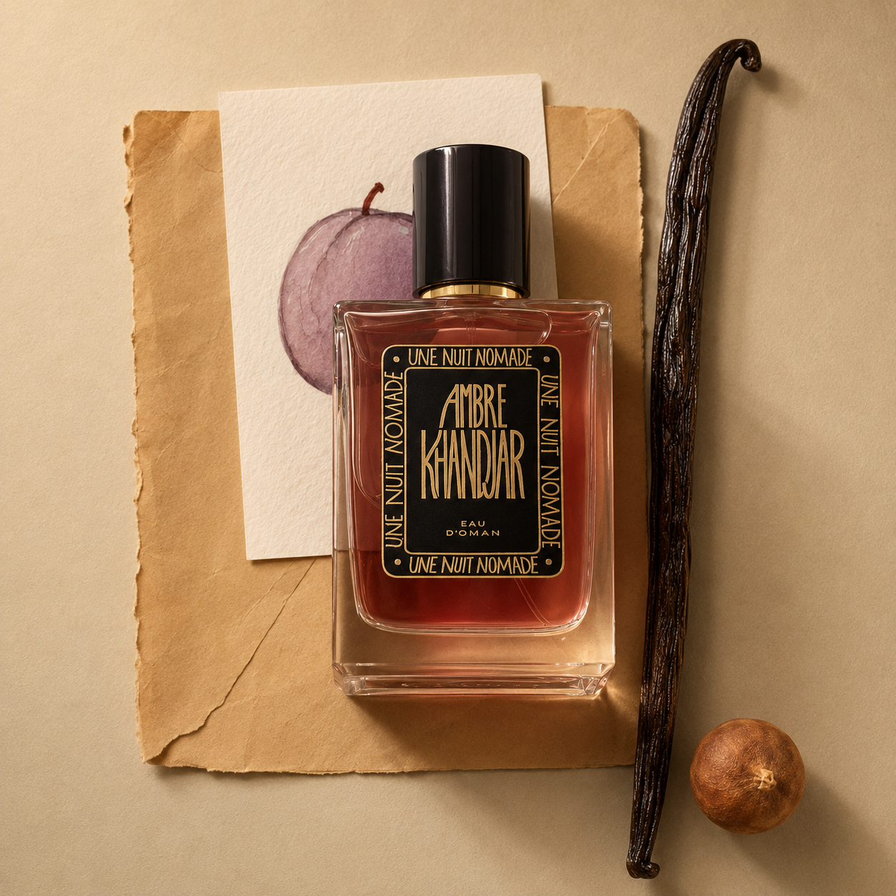 Ambre Khandjar Une Nuit Nomade Eau de Parfum mise en scène avec vanille