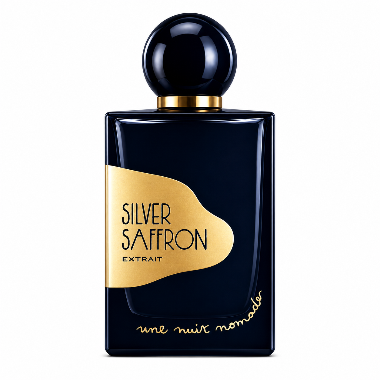 Silver Saffron Une Nuit Nomade Extrait de Parfum 100 ml flacon sur fond blanc