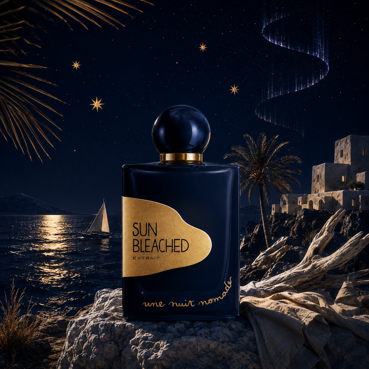 Sun Bleached Une Nuit Nomade Extrait de Parfum mise en scène nocturne en bord de mer