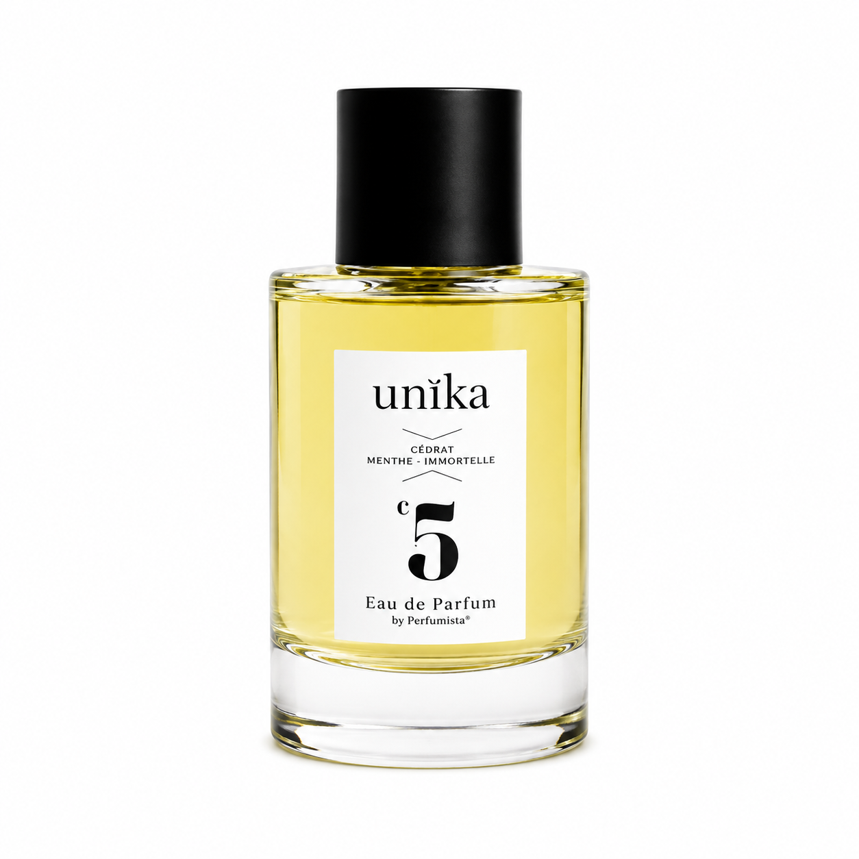 Cédrat Myrte Immortelle d'UNIKA, eau de parfum 100 ml, flacon de face sur fond blanc.