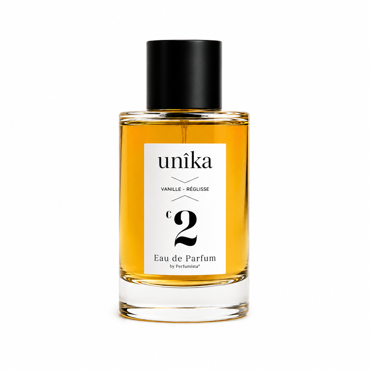 Vanille Réglisse d'UNIKA, eau de parfum 100 ml, flacon de face sur fond blanc.