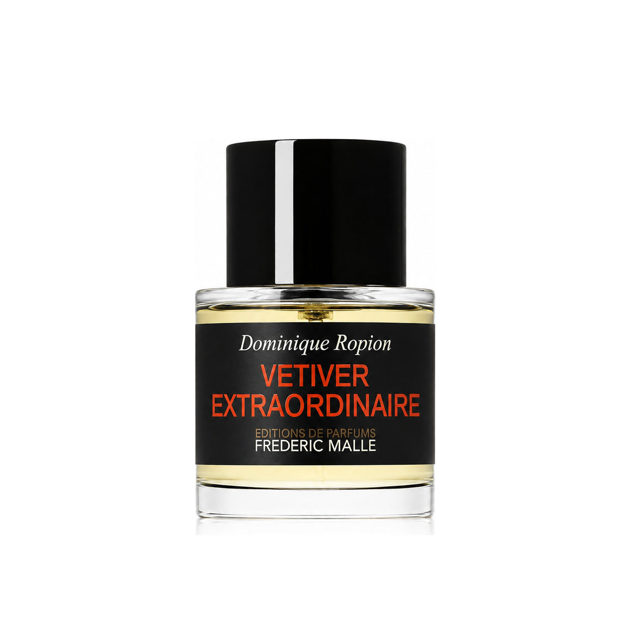 Vetiver Extraordinaire de Frédéric Malle, eau de parfum 50 ml, flacon de face sur fond blanc.