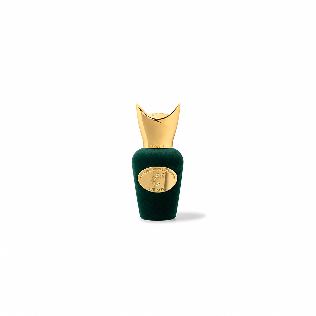 Vibrato de Sospiro, eau de parfum 15 ml, miniature de face sur fond blanc.