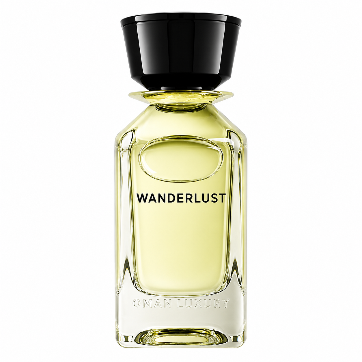 Wanderlust by Oman Luxury flacon de parfum sur fond blanc